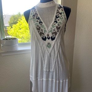 Free people embroidered high low tank